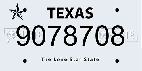 9078708 Texas License Plate