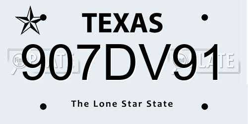 907DV91 Texas License Plate