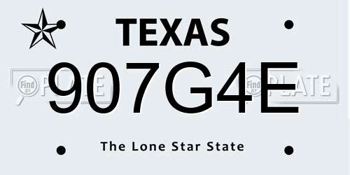 907G4E Texas License Plate