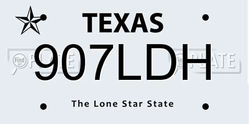 907LDH Texas License Plate