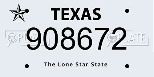 908672 Texas License Plate