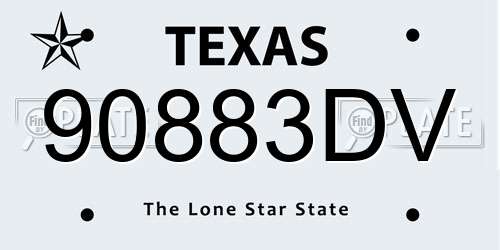 90883DV Texas License Plate