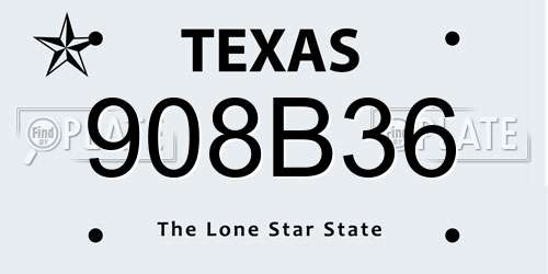 908B36 Texas License Plate