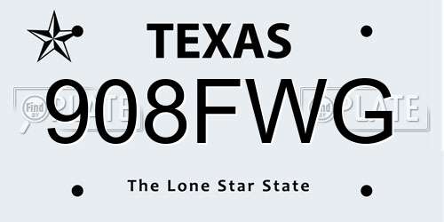 908FWG Texas License Plate