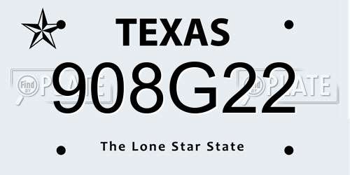 908G22 Texas License Plate