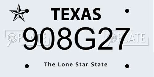 908G27 Texas License Plate