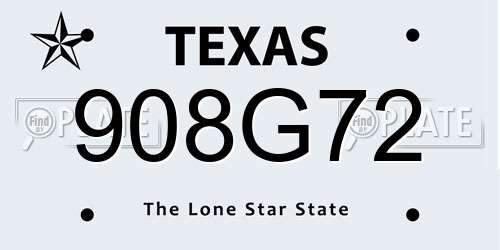 908G72 Texas License Plate