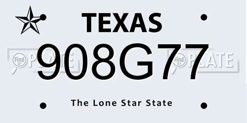 908G77 Texas License Plate
