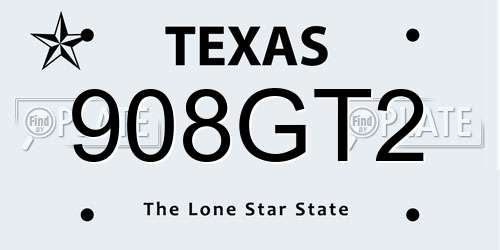 908GT2 Texas License Plate