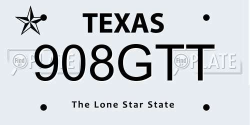 908GTT Texas License Plate