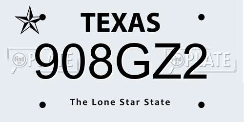 908GZ2 Texas License Plate