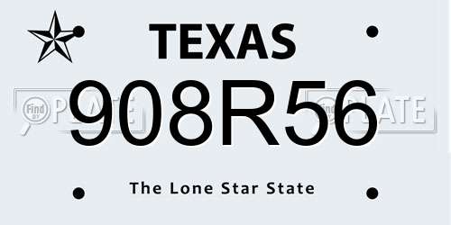 908R56 Texas License Plate