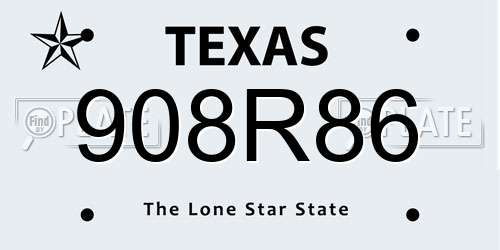908R86 Texas License Plate