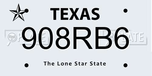 908RB6 Texas License Plate