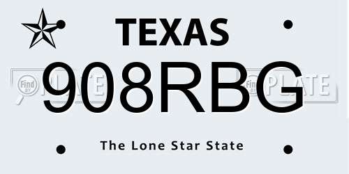 908RBG Texas License Plate