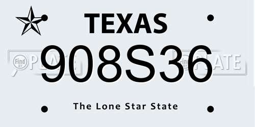 908S36 Texas License Plate