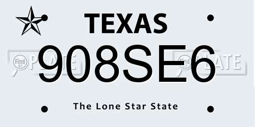 908SE6 Texas License Plate