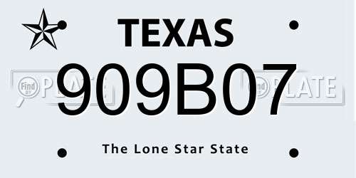 909B07 Texas License Plate