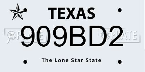 909BD2 Texas License Plate