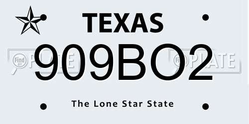 909BO2 Texas License Plate