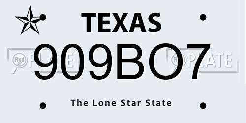 909BO7 Texas License Plate