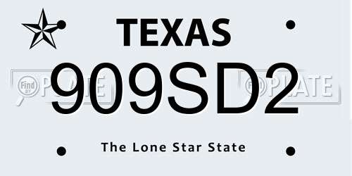 909SD2 Texas License Plate