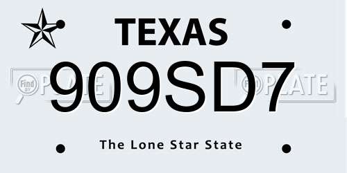 909SD7 Texas License Plate