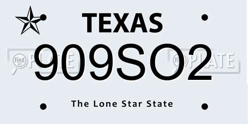 909SO2 Texas License Plate