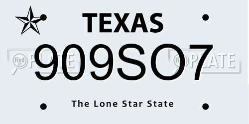 909SO7 Texas License Plate