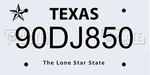 90DJ850 Texas License Plate