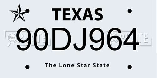 90DJ964 Texas License Plate