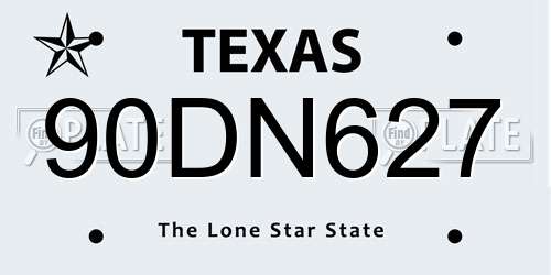 90DN627 Texas License Plate