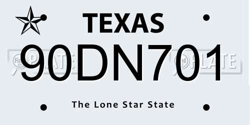 90DN701 Texas License Plate