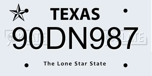 90DN987 Texas License Plate
