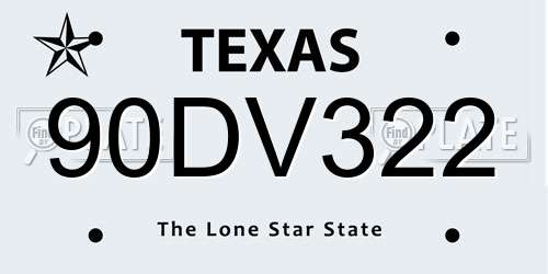 90DV322 Texas License Plate