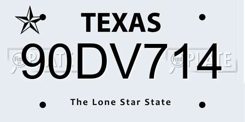 90DV714 Texas License Plate