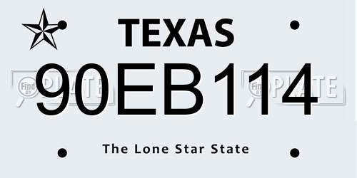 90EB114 Texas License Plate
