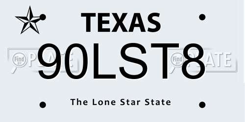 90LST8 Texas License Plate