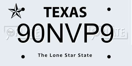 90NVP9 Texas License Plate