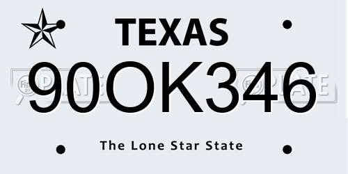 90OK346 Texas License Plate