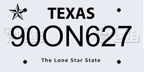 90ON627 Texas License Plate