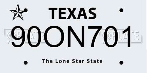 90ON701 Texas License Plate