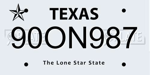 90ON987 Texas License Plate
