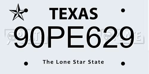 90PE629 Texas License Plate