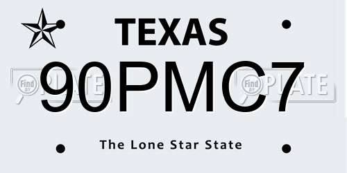 90PMC7 Texas License Plate