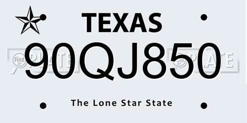 90QJ850 Texas License Plate
