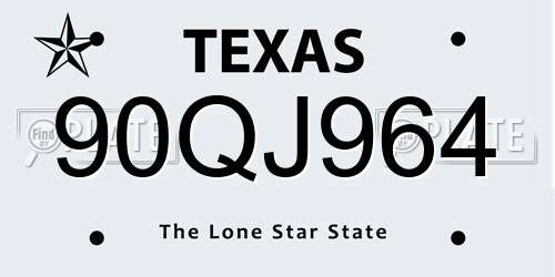 90QJ964 Texas License Plate