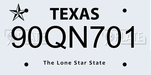 90QN701 Texas License Plate