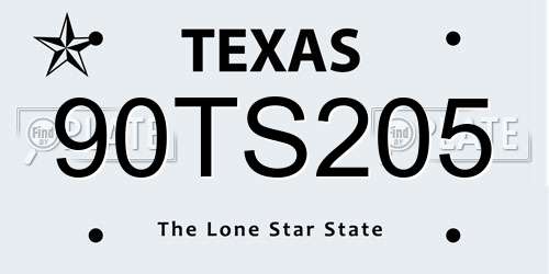 90TS205 Texas License Plate