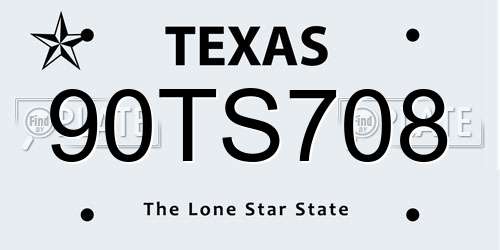 90TS708 Texas License Plate